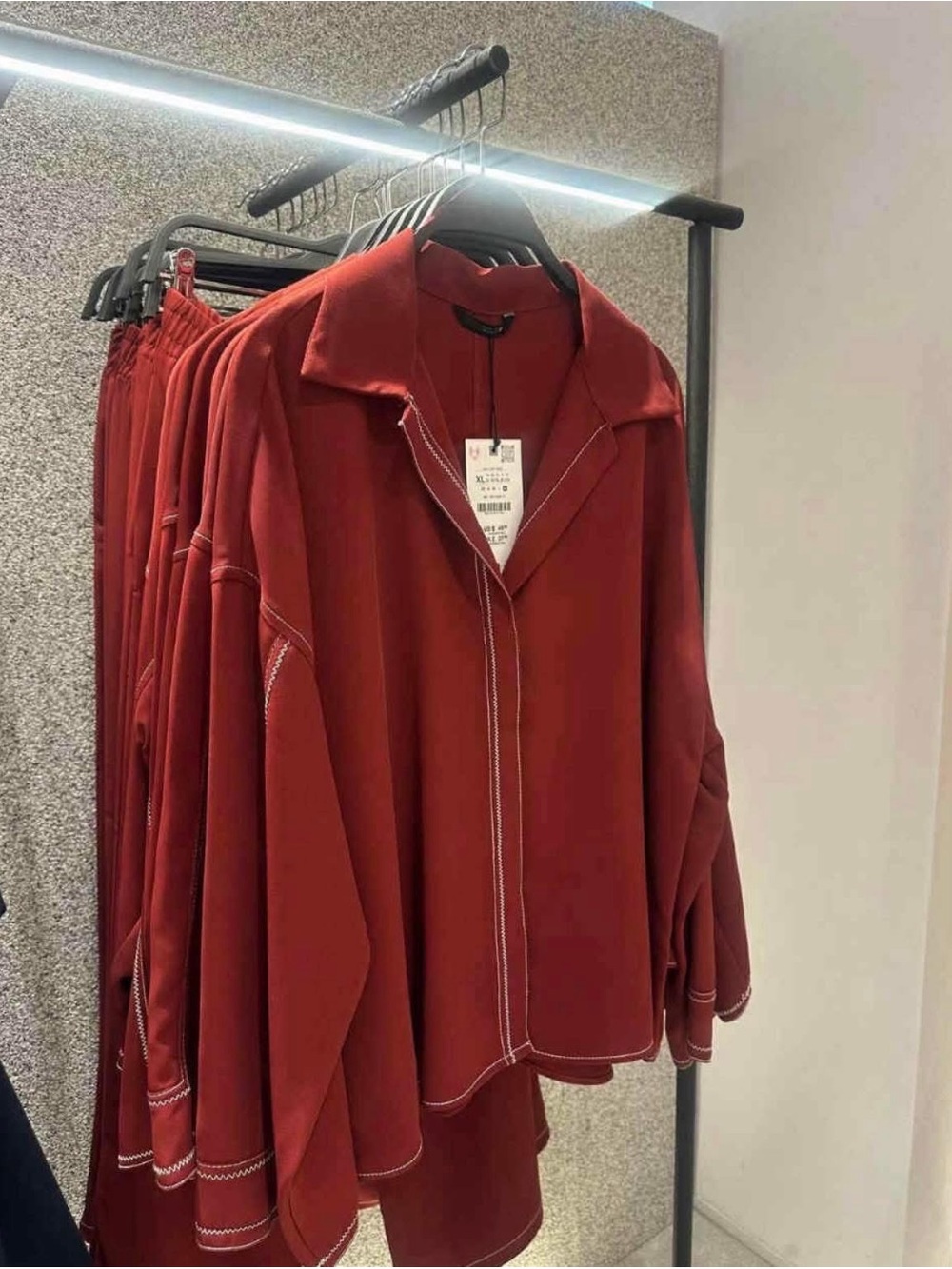 Zara Red Oversized Button-Front Top - Picture 1 of 12